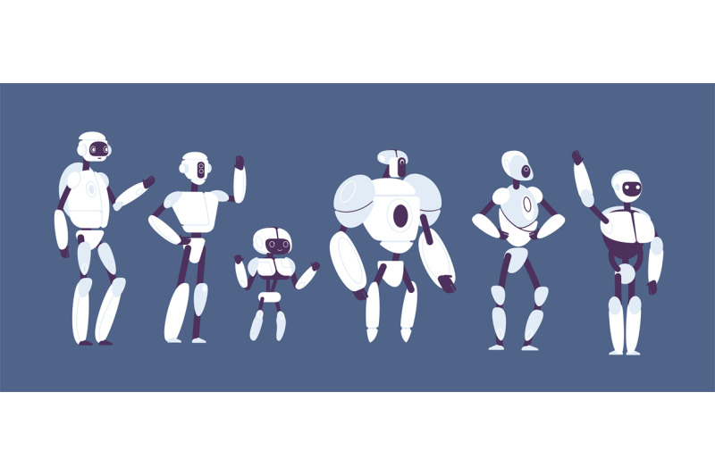 robots-cartoon-various-androids-models-vector-futuristic-characters-i