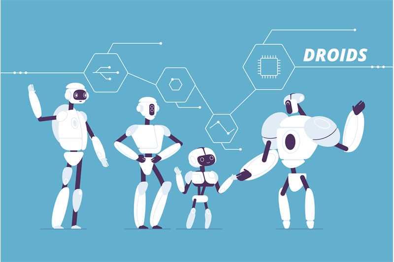 robot-group-various-androids-models-standing-together-crowd-of-futuri