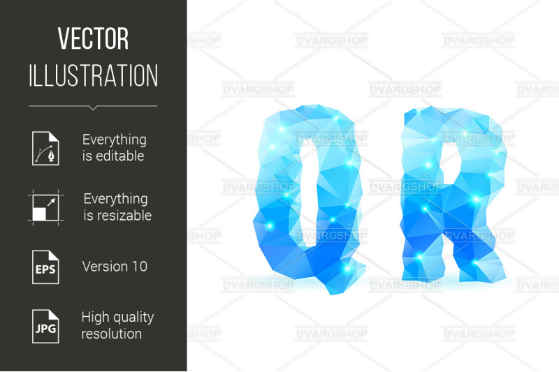 blue-polygonal-font