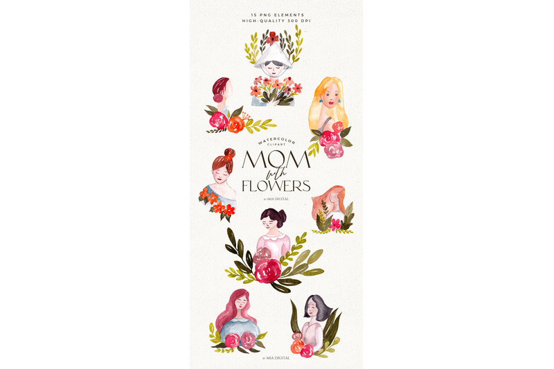 watercolor-mom-with-flowers-clipart-happy-mother-day-png-clip-art