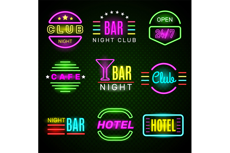 hotel-neon-advertising-american-retro-night-club-emblem-signage-glow