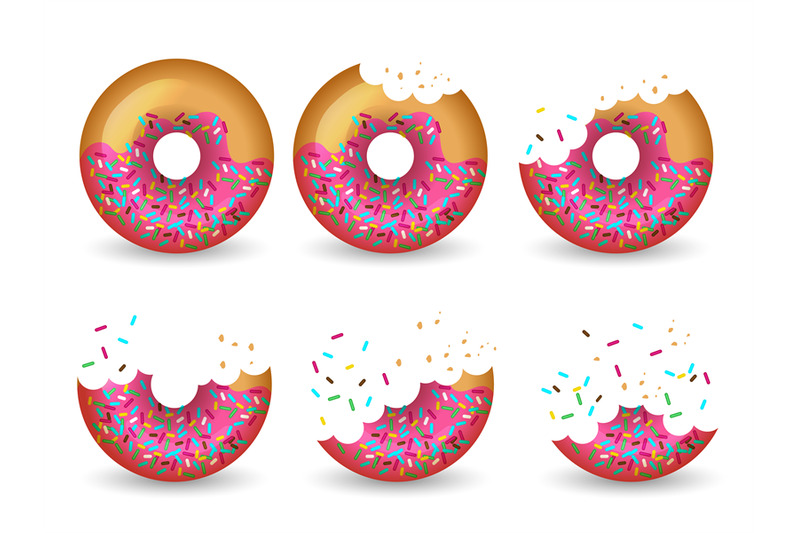 eating-donut-delicious-glazed-tasty-cake-half-vector-animation-stages