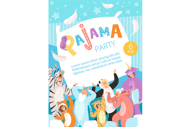 pyjamas-party-poster-invitation-for-costume-nightwear-clothes-pyjamas