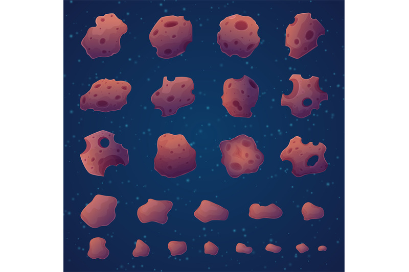 asteroids-space-rocks-stars-and-fantasy-planets-vector-asteroids-coll