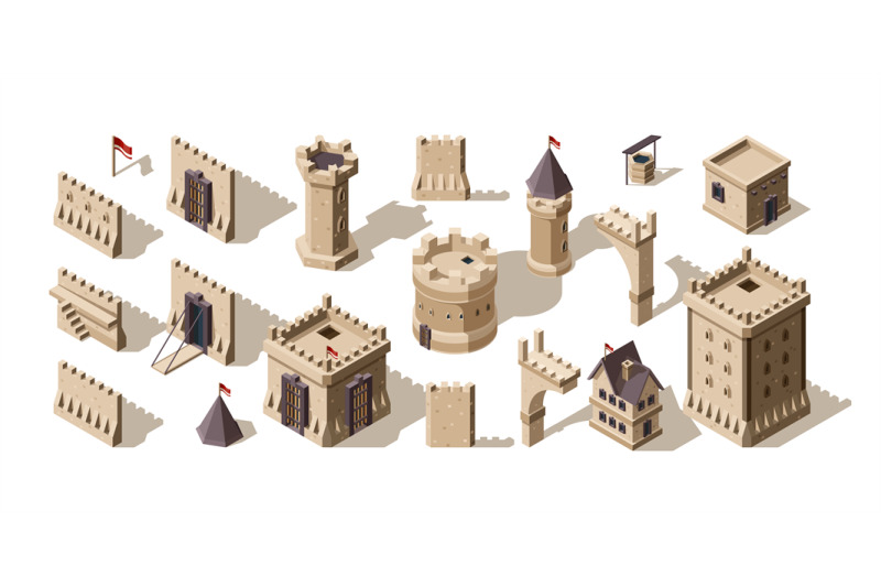 castles-isometric-medieval-buildings-brick-wall-for-low-poly-game-ass