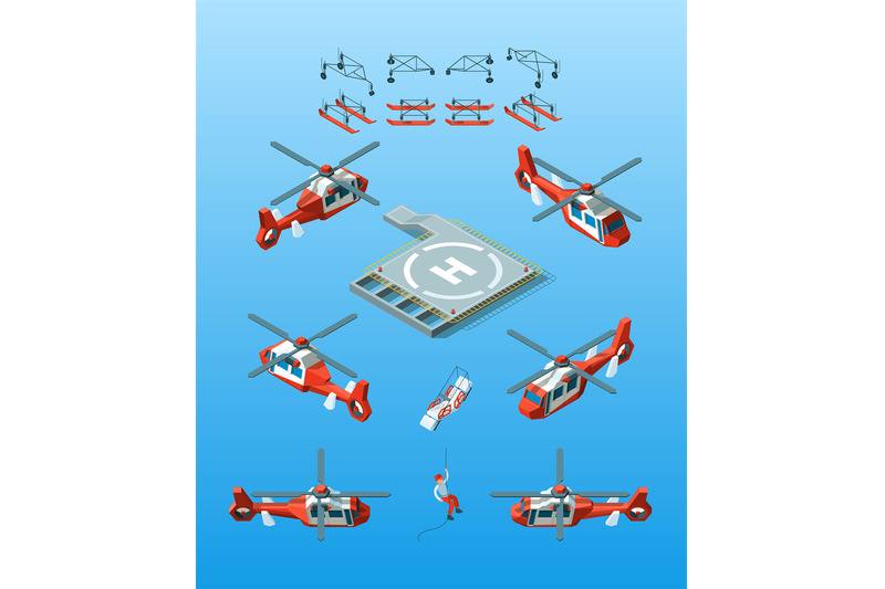 helipads-helicopter-isometric-vector-civil-aviation-set-urban-transpo