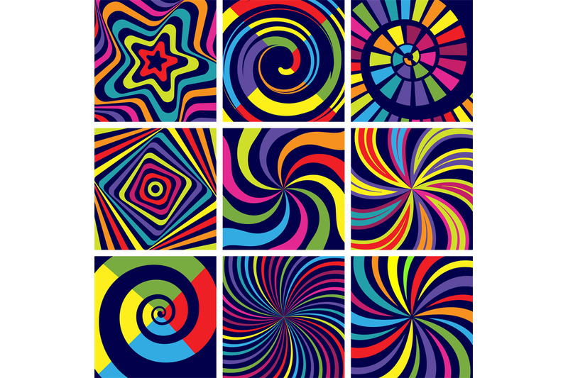 hypnotic-colored-shapes-abstract-round-spiral-modern-background-vecto