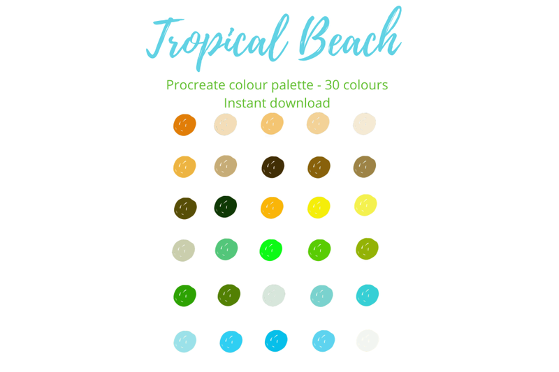 tropical-beach-procreate-palette-x-30-colours