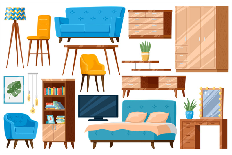 cartoon-furniture-household-furniture-items-bed-sofa-armchair-and