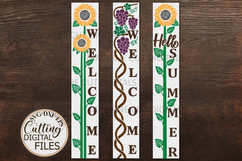 sunflower-grapes-welcome-long-sign-hello-summer-sign-svg