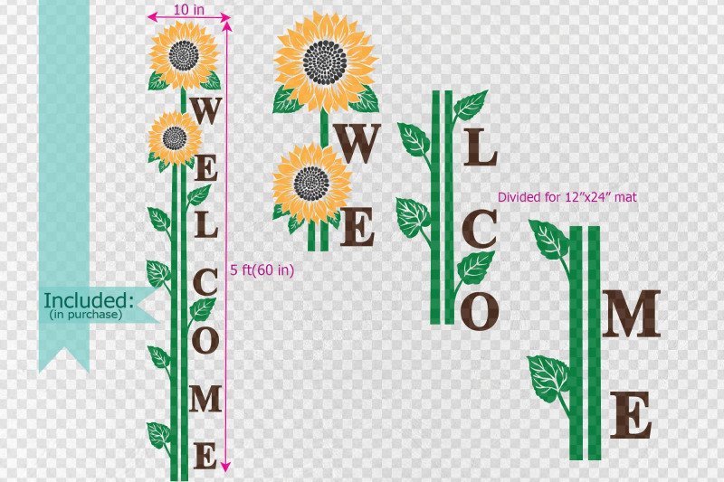 sunflower-grapes-welcome-long-sign-hello-summer-sign-svg