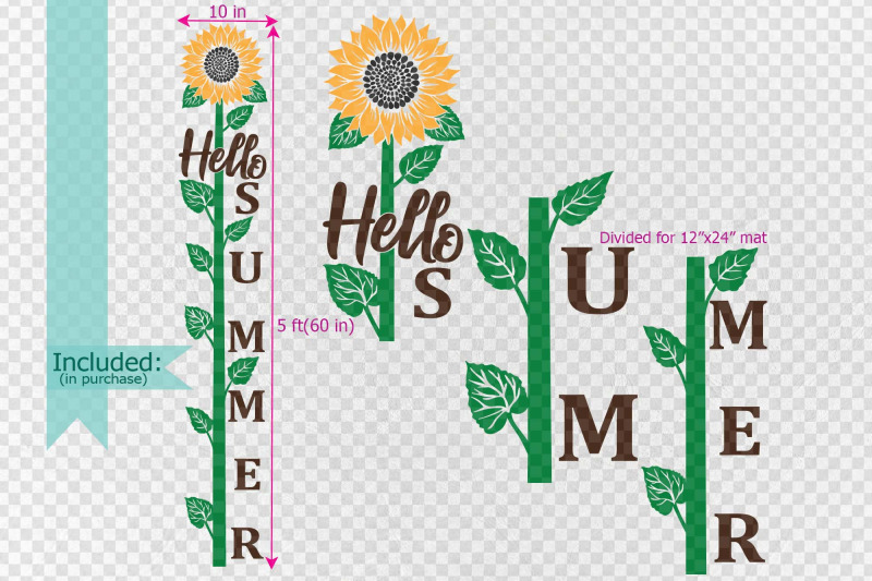 sunflower-grapes-welcome-long-sign-hello-summer-sign-svg