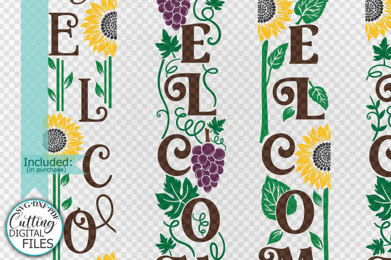 sunflower-grapes-welcome-long-sign-summer-sign-svg