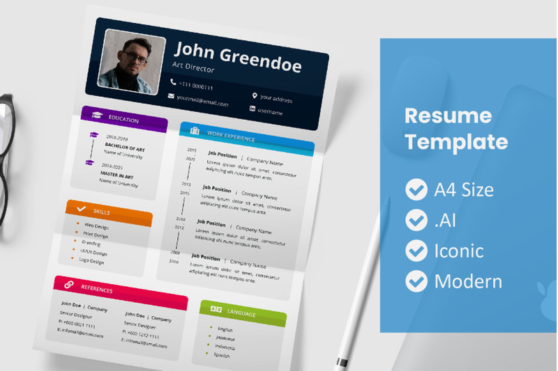 resume-block-colorful-template