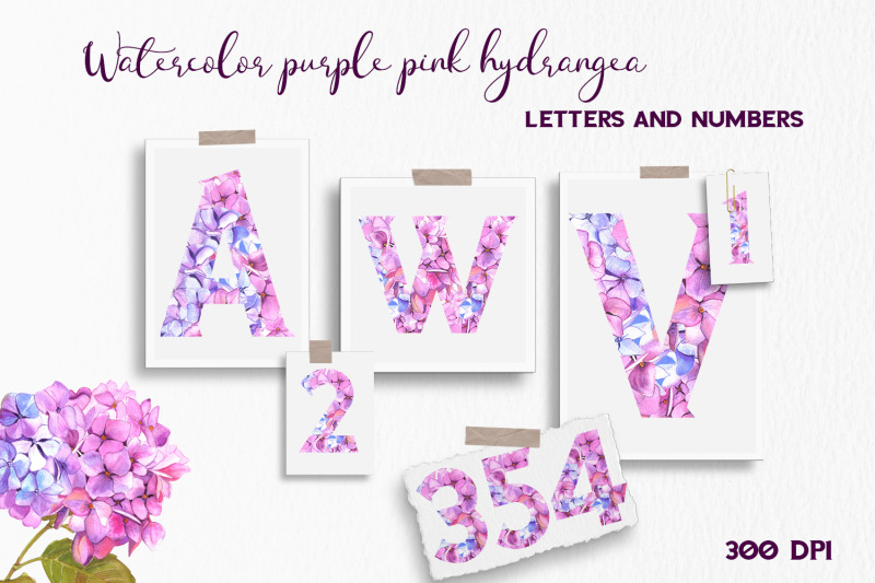 purple-pink-hydrangea-floral-alphabet