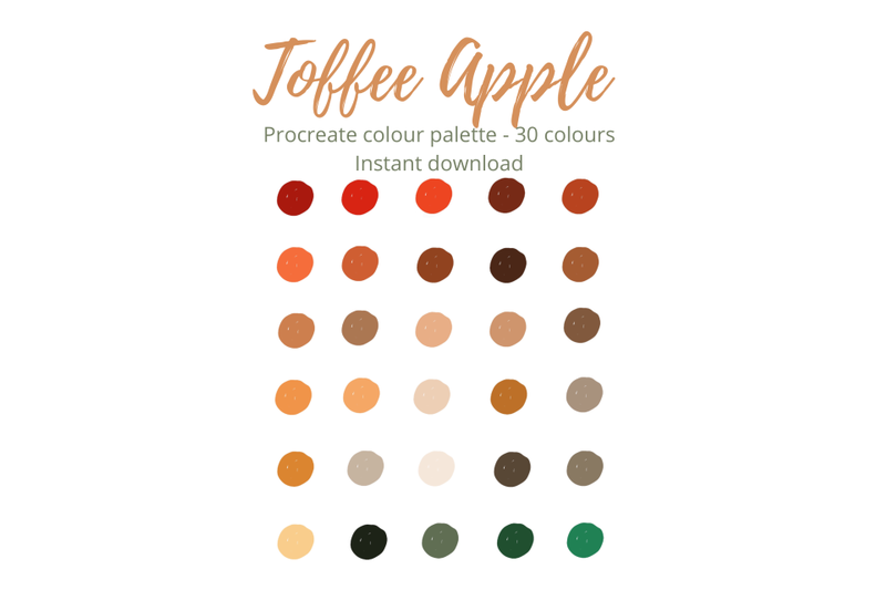 toffee-apple-procreate-palette-x-30-colours