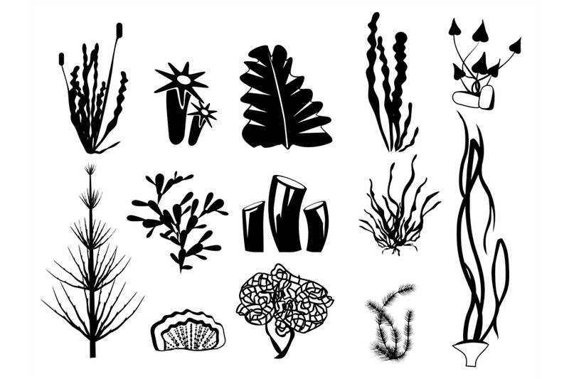 seaweed-silhouettes-underwater-river-plants-algae-ocean-botanical-wil