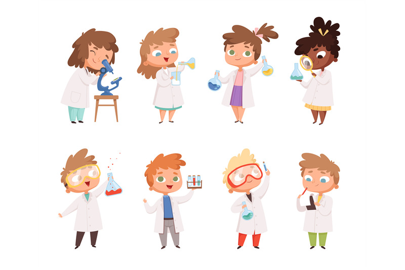 science-kids-childrens-in-chemistry-lab-boys-and-little-girls-vector