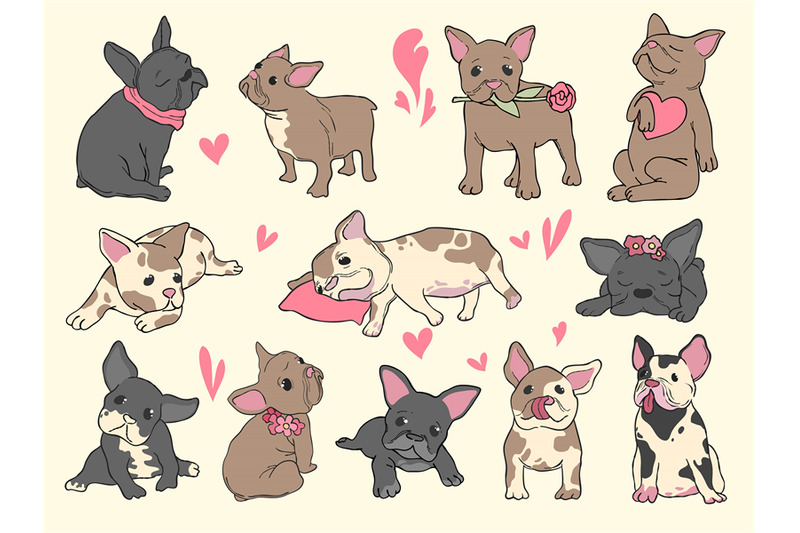 french-bulldog-puppy-domestic-pet-playing-sitting-jumping-hand-drawn