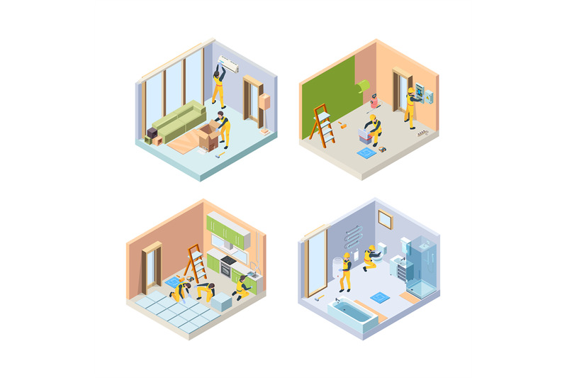 repair-isometric-renovate-floor-painting-walls-repair-bathroom-house