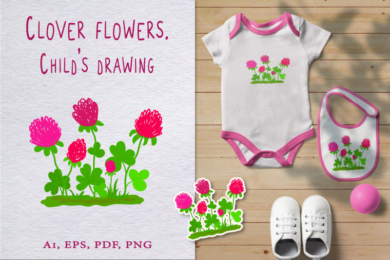 clover-flowers-child-039-s-drawing