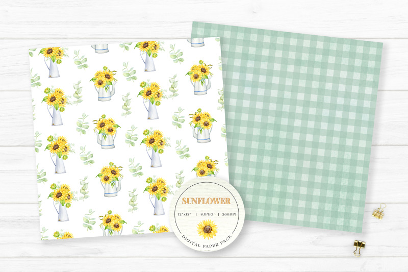 sunflower-digital-paper-pack-seamless-floral-patterns