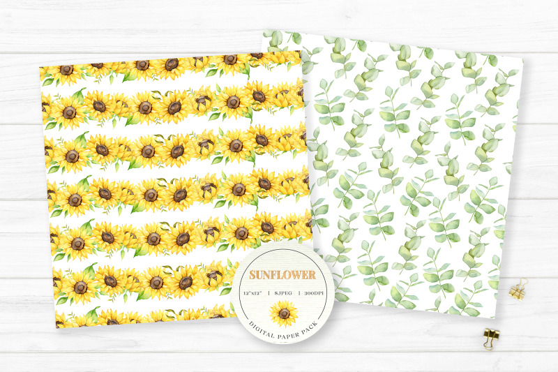 sunflower-digital-paper-pack-seamless-floral-patterns