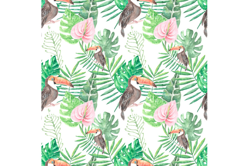 tropics-watercolor-seamless-pattern-toucan-monstera-tropical-greens