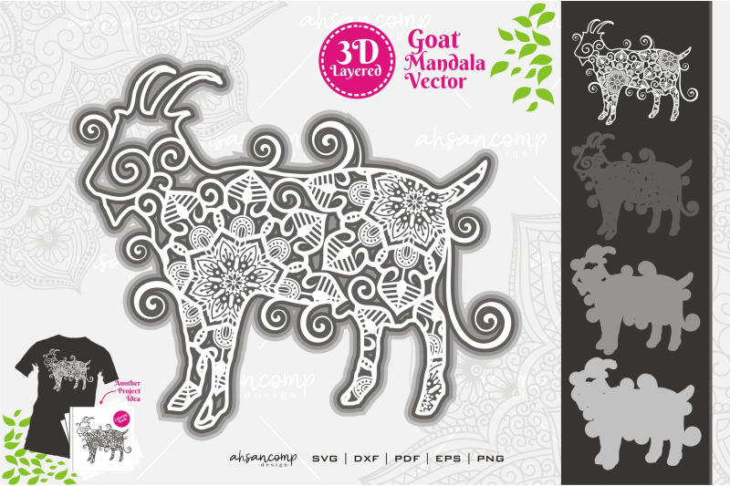 goat-mandala-vector-svg-3d-layered-3