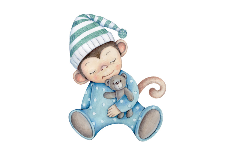 cute-little-monkey-kids-watercolor-illustrations