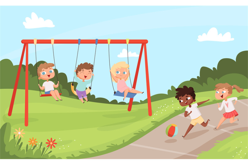 kids-swing-rides-outdoor-happy-walking-and-playing-childrens-nature-c