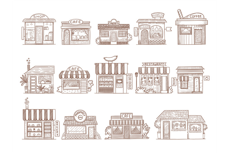 hand-drawn-buildings-pharmacy-shop-bar-and-restaurant-market-vector-i