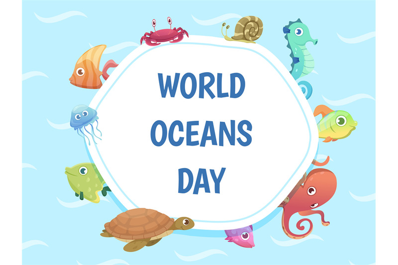 world-oceans-day-poster-save-water-background-sea-wild-animals-vecto