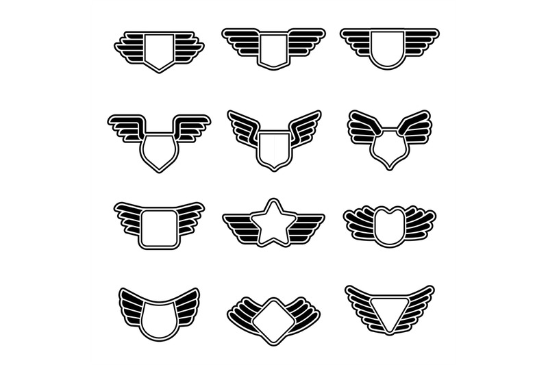 wings-badges-stylized-geometrical-army-shields-empty-aviation-emblems