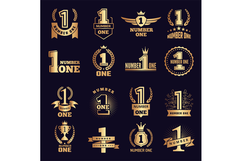 number-one-banners-victory-business-achievement-award-symbols-vector