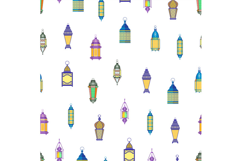arab-lamps-pattern-vintage-oriental-lanterns-flat-islamic-decorative