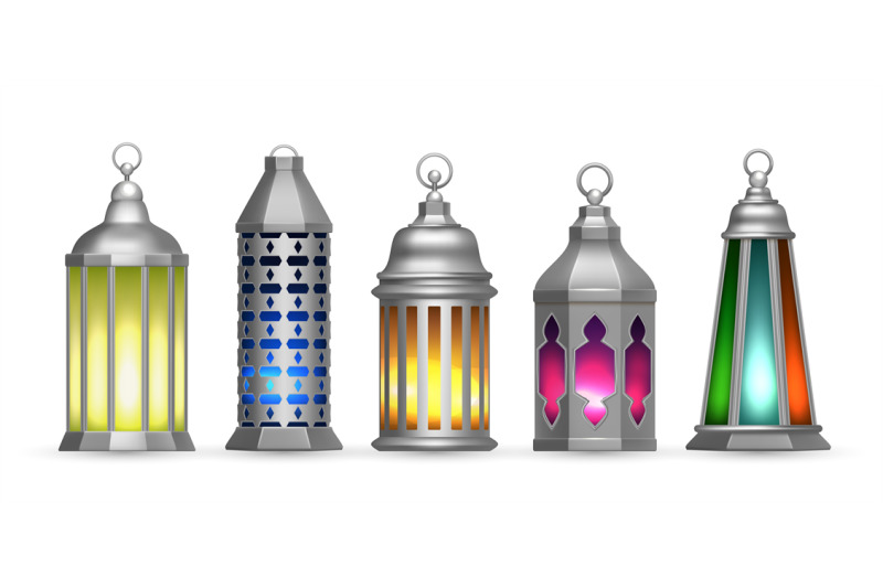 realistic-silver-arab-lamps-colorful-oriental-lanterns-isolated-isla