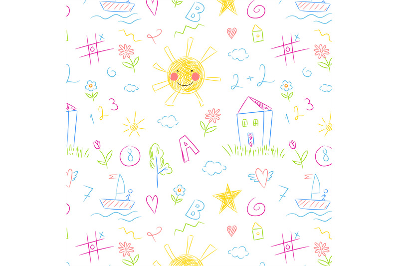 kids-drawing-seamless-pattern-colorful-childish-doodles-primitive-wal