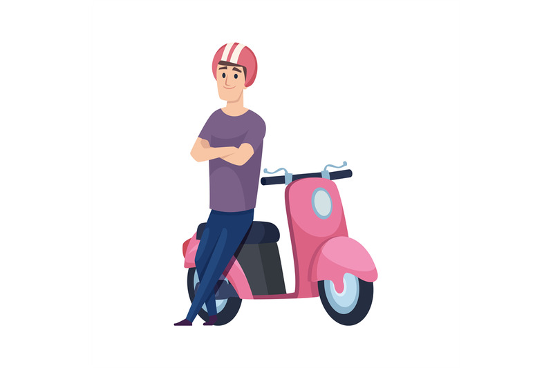 man-and-scooter-pink-motorcycle-flat-male-character-in-helmet-boy-w