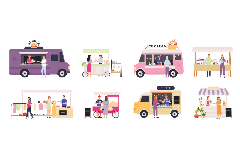 kiosk-vendor-street-tent-cart-and-truck-sell-fast-food-books-cloth