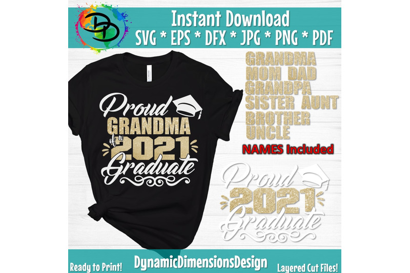 Proud of a 2021 Graduate, Graduation Bundle, Family of a 2021 Graduate,
Graduate SVG, Mom, Dad, Grandpa, Grandma, Cricut svg, Silhouette SVG
Easy Edited