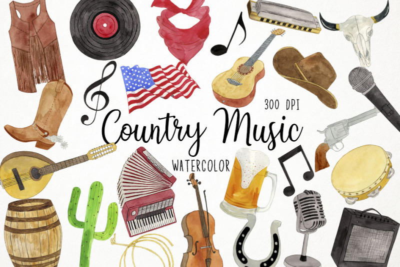watercolor-country-music-clipart-country-music-festival-clipart