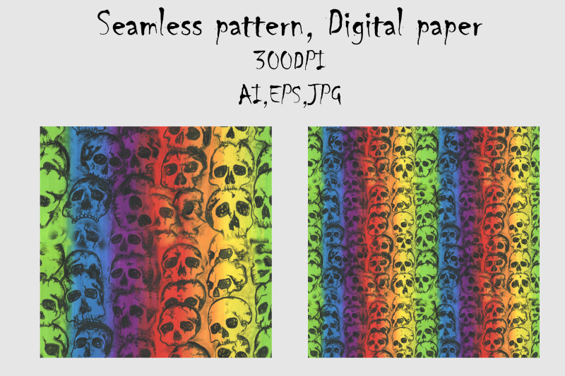 skull-and-rainbow-seamless-pattern-hand-draw-abstract-swatch