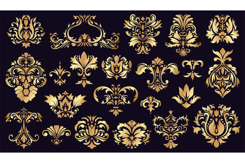 antique-damask-ornaments-golden-baroque-rococo-decorative-floral-elem