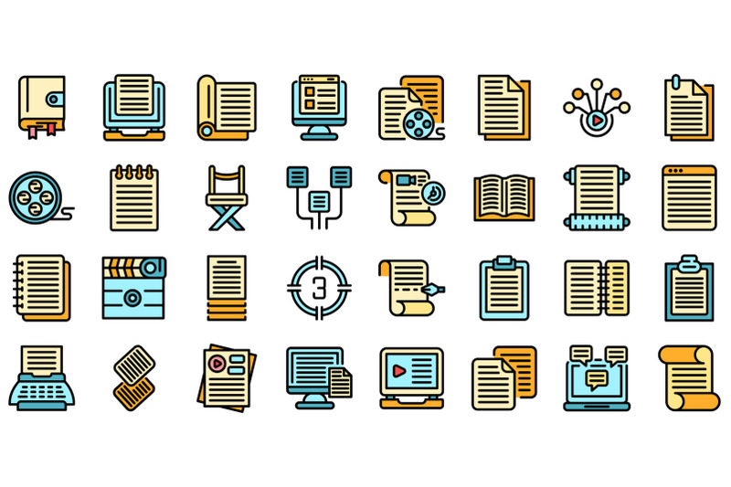 Scenario icons set vector flat By Ylivdesign | TheHungryJPEG.com