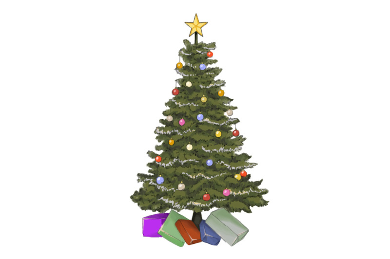 christmas-tree-hand-painting-vector