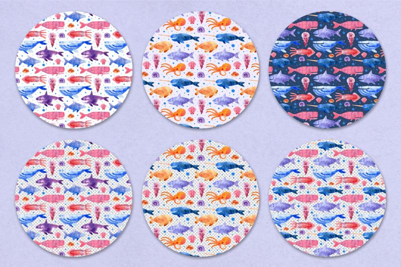 sea-creatures-animals-watercolor-illustration-and-pattern