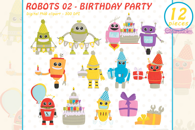 robot-birthday-party-clipart-colorful-diy-birthday-funny-robots