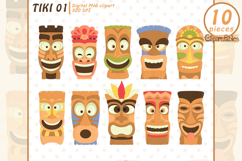 tiki-statue-clipart-luau-party-decor-instant-download