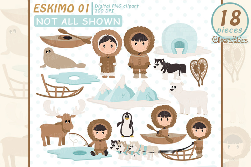 cute-eskimo-clipart-north-pole-igloo-arctic-art